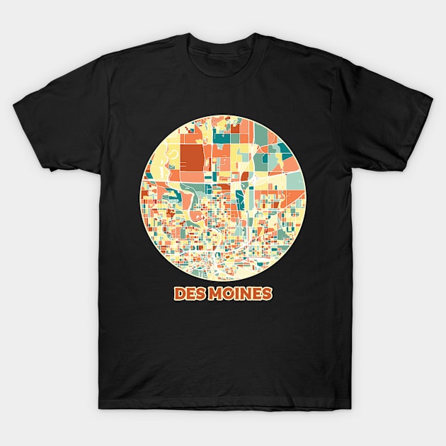 Des Moines map in mozaique colors T-Shirt by SerenityByAlex